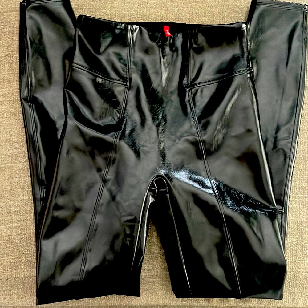 Never worn Spanx patent leather look leggings size large tall